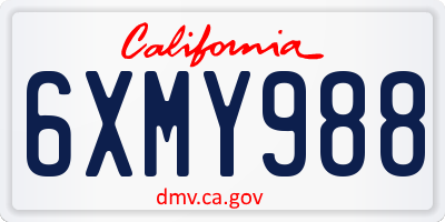 CA license plate 6XMY988
