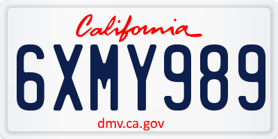 CA license plate 6XMY989