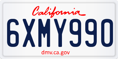 CA license plate 6XMY990