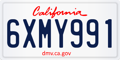 CA license plate 6XMY991