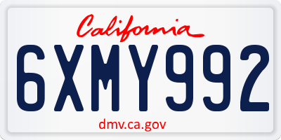 CA license plate 6XMY992