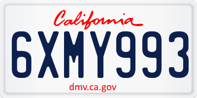 CA license plate 6XMY993
