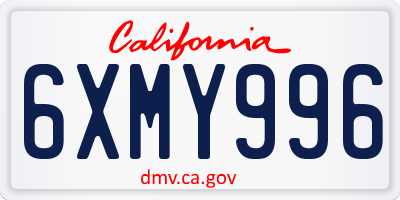 CA license plate 6XMY996