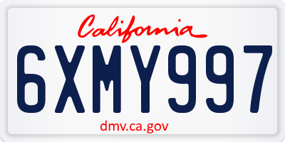 CA license plate 6XMY997