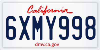 CA license plate 6XMY998