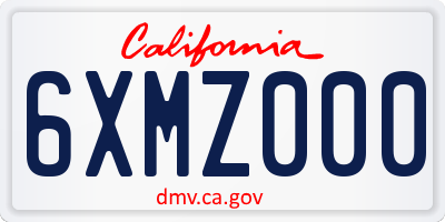 CA license plate 6XMZ000