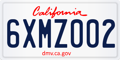 CA license plate 6XMZ002