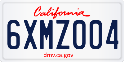 CA license plate 6XMZ004