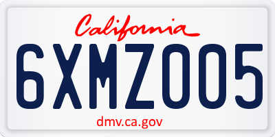 CA license plate 6XMZ005