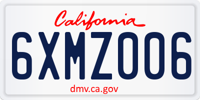 CA license plate 6XMZ006