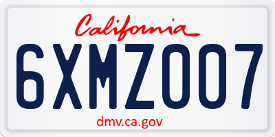 CA license plate 6XMZ007