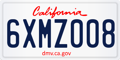 CA license plate 6XMZ008