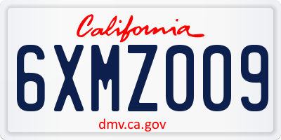 CA license plate 6XMZ009