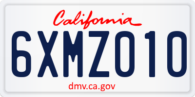CA license plate 6XMZ010