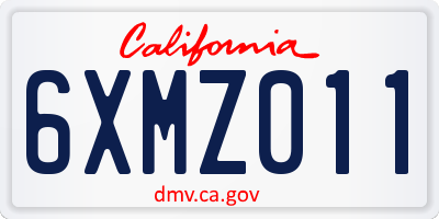 CA license plate 6XMZ011