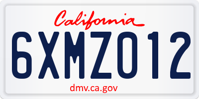 CA license plate 6XMZ012