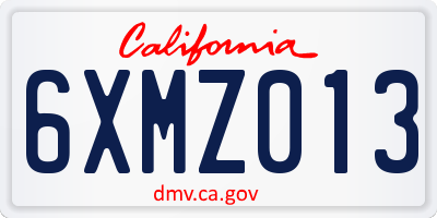 CA license plate 6XMZ013