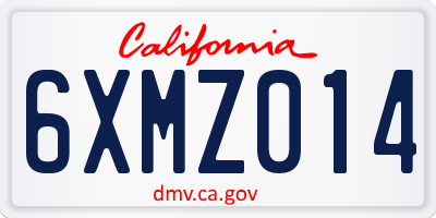 CA license plate 6XMZ014