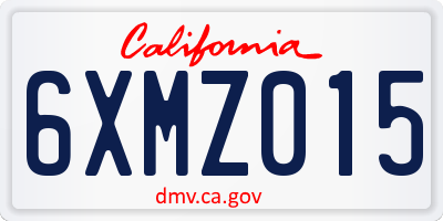 CA license plate 6XMZ015