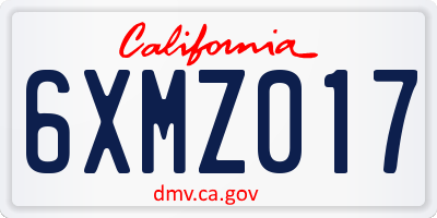 CA license plate 6XMZ017