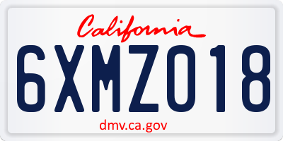 CA license plate 6XMZ018