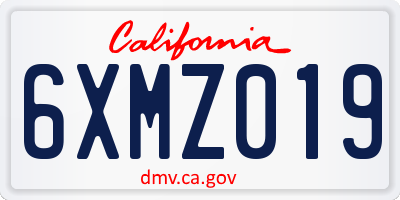 CA license plate 6XMZ019