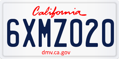 CA license plate 6XMZ020