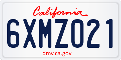 CA license plate 6XMZ021