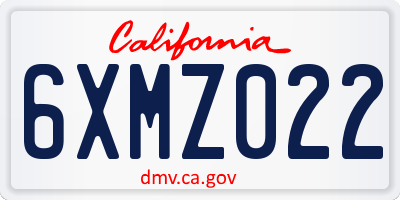 CA license plate 6XMZ022