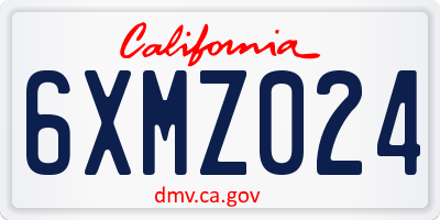 CA license plate 6XMZ024