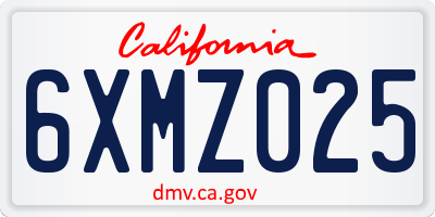 CA license plate 6XMZ025
