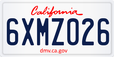 CA license plate 6XMZ026
