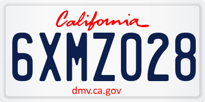 CA license plate 6XMZ028