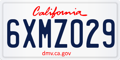 CA license plate 6XMZ029