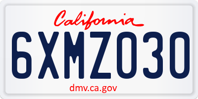 CA license plate 6XMZ030
