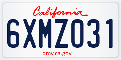 CA license plate 6XMZ031