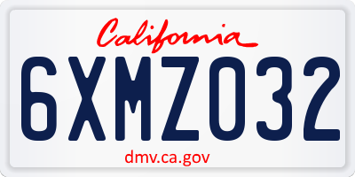 CA license plate 6XMZ032