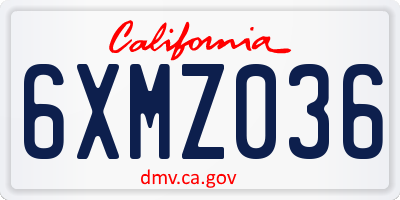 CA license plate 6XMZ036