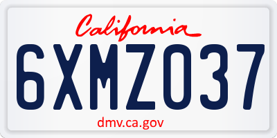 CA license plate 6XMZ037