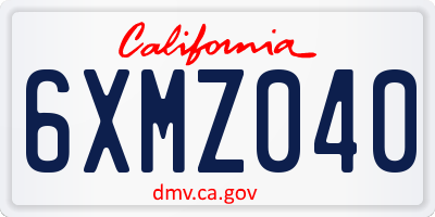 CA license plate 6XMZ040