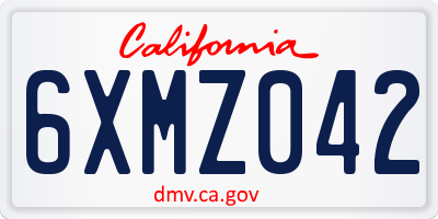 CA license plate 6XMZ042