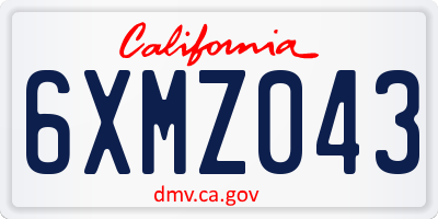CA license plate 6XMZ043