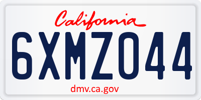 CA license plate 6XMZ044