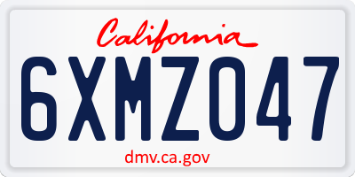 CA license plate 6XMZ047