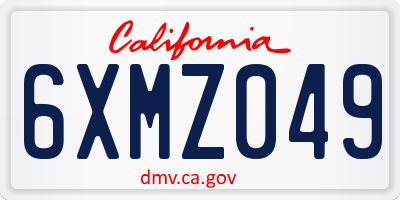 CA license plate 6XMZ049