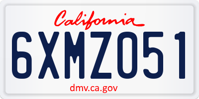 CA license plate 6XMZ051