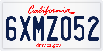 CA license plate 6XMZ052