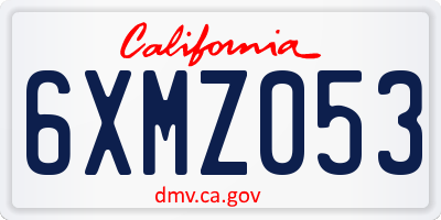 CA license plate 6XMZ053