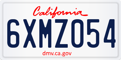 CA license plate 6XMZ054