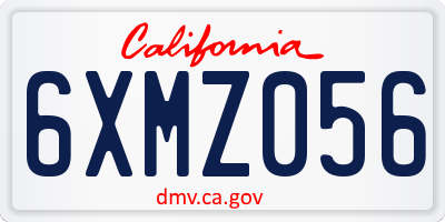 CA license plate 6XMZ056